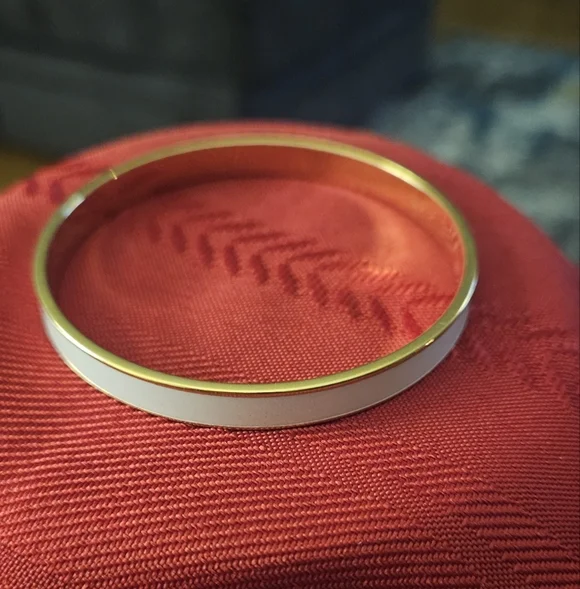 Monet Gold and White Bangle - Picture 5 of 5